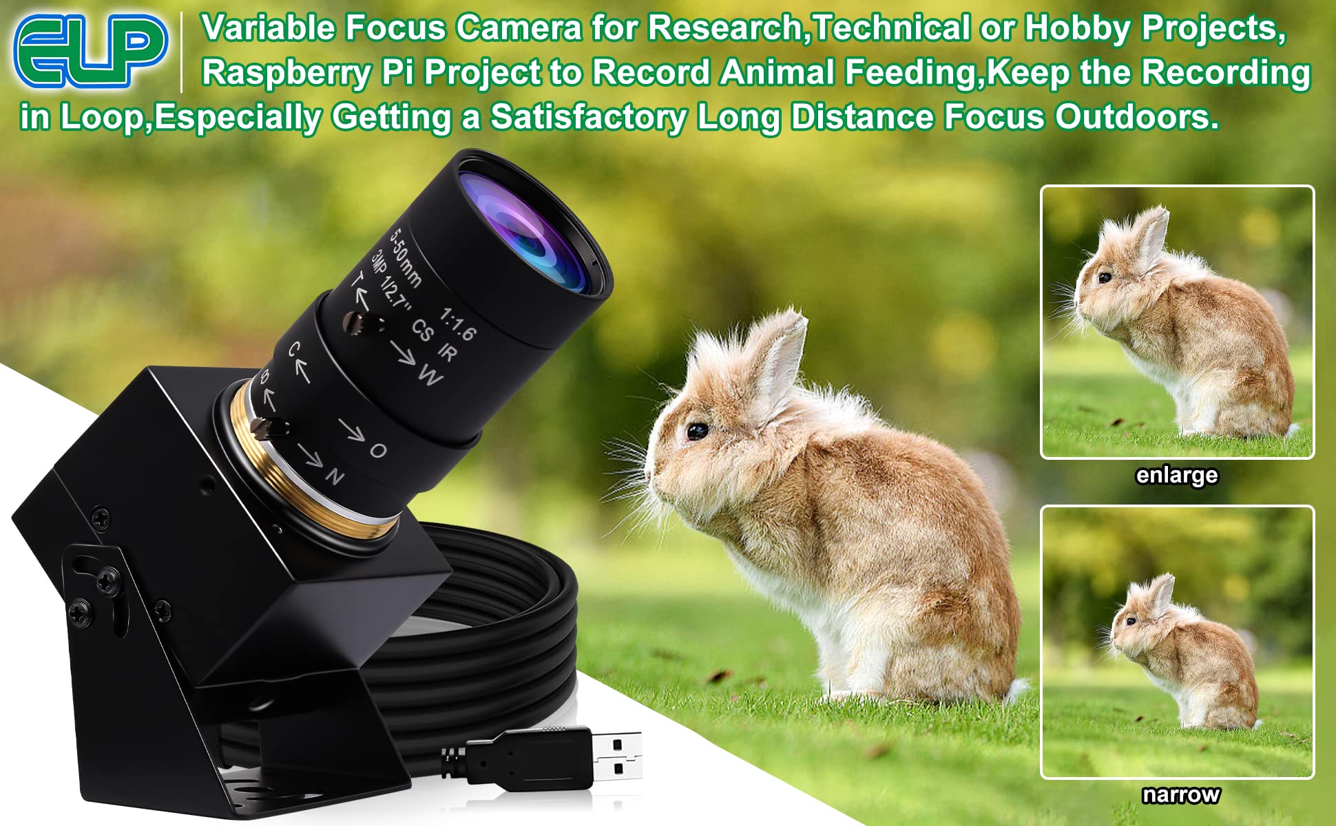 Amazon.com: ELP 4K USB Camera with Microphone Manual Zoom Webcam 5